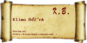 Klimo Bánk névjegykártya